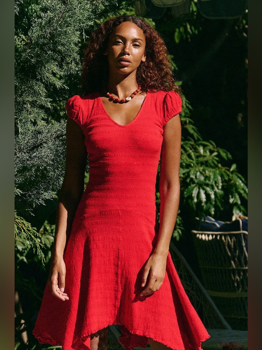 Free People Free-est Evangeline Midi Dress High Risk Red Gauze Cotton Medium